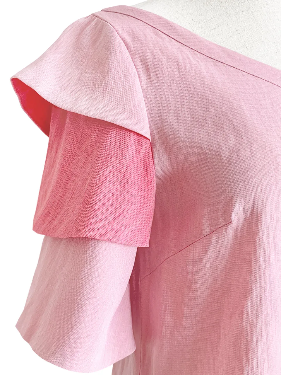 SPECIAL! Pink & Punch Tiered Sleeve Double V-neck Blouse