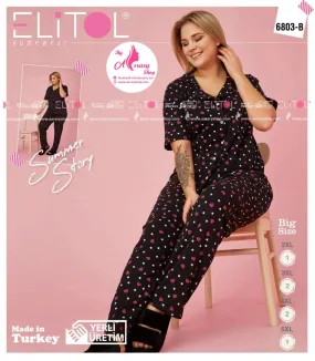 Special Size Long Pajamas with Buttons 6803-1-B