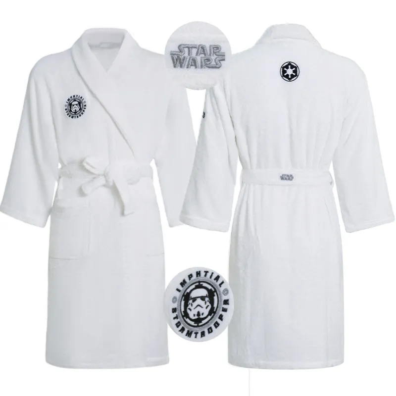 Star Wars Winter Bathrobe White Coral Velvet Pajamas Cosplay Costume For Adults