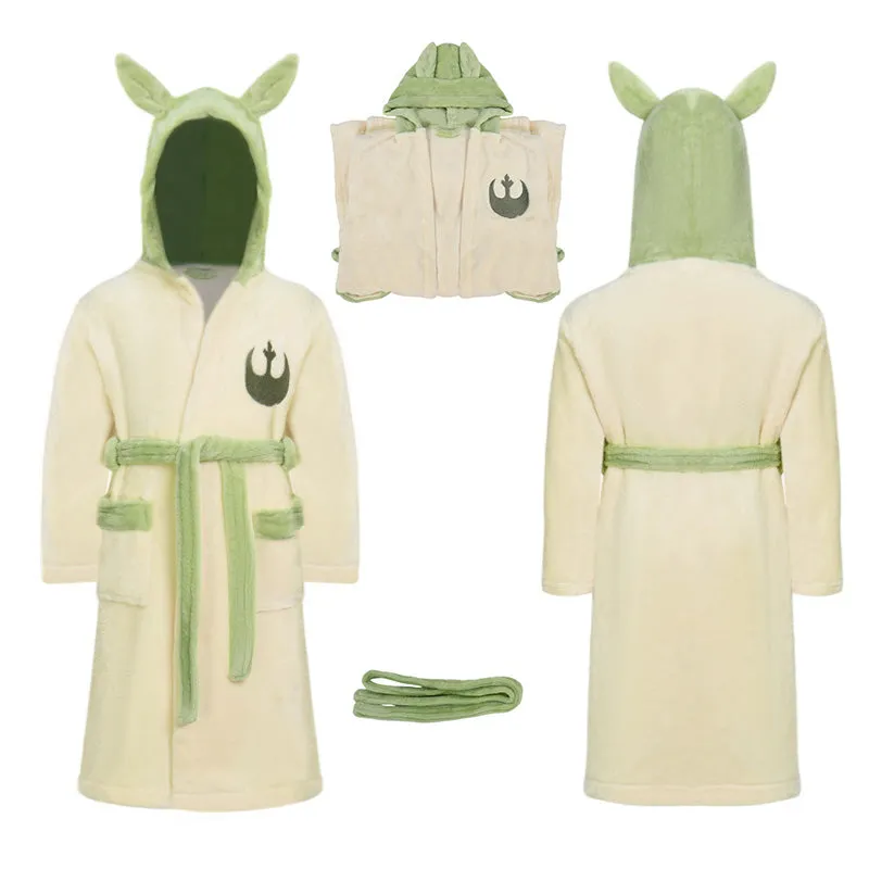 Star Wars Yoda Coral Velvet Pajamas Winter Bathrobe Cosplay Costume For Kids