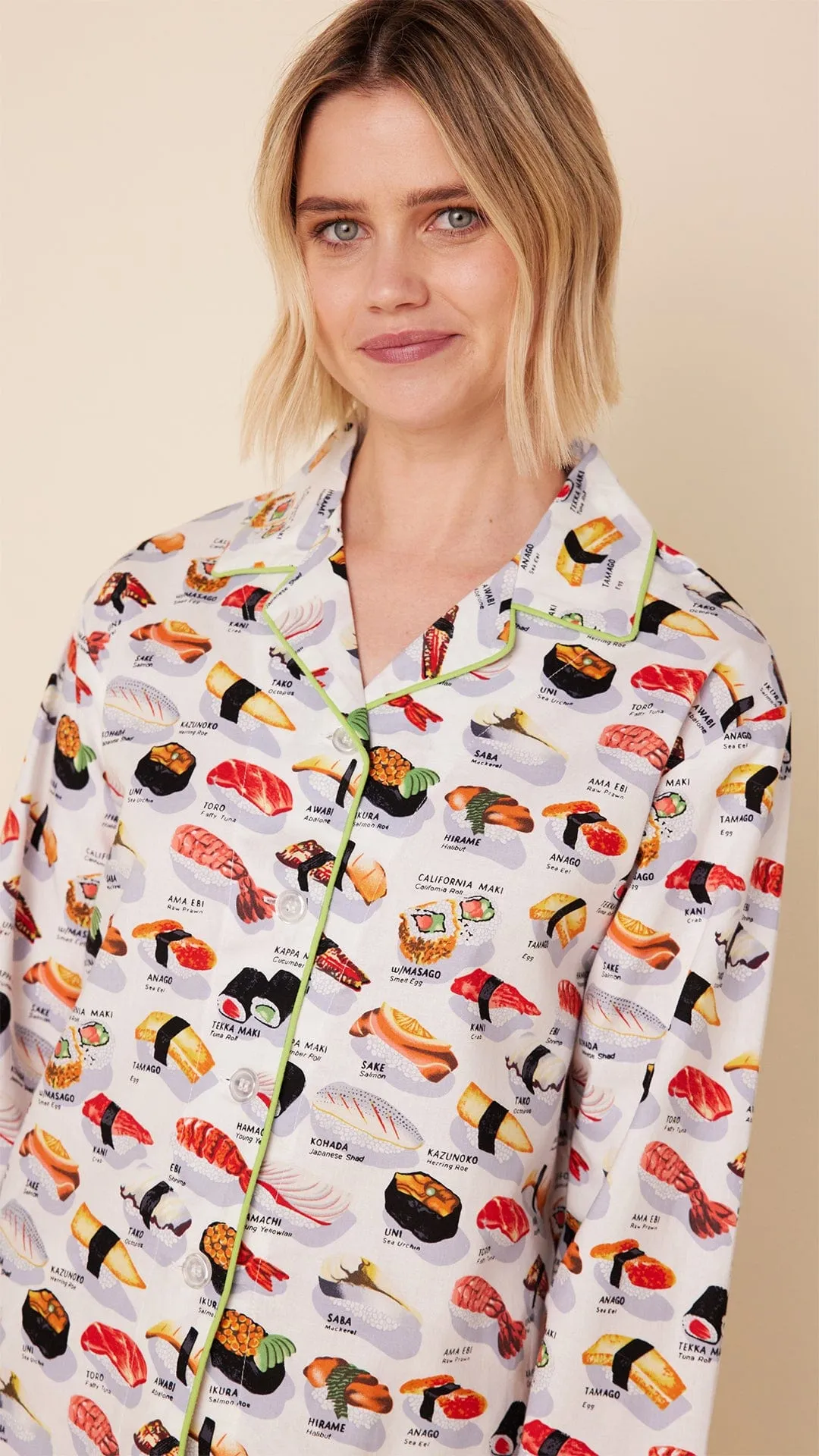 Sushi Cotton Pajama - White