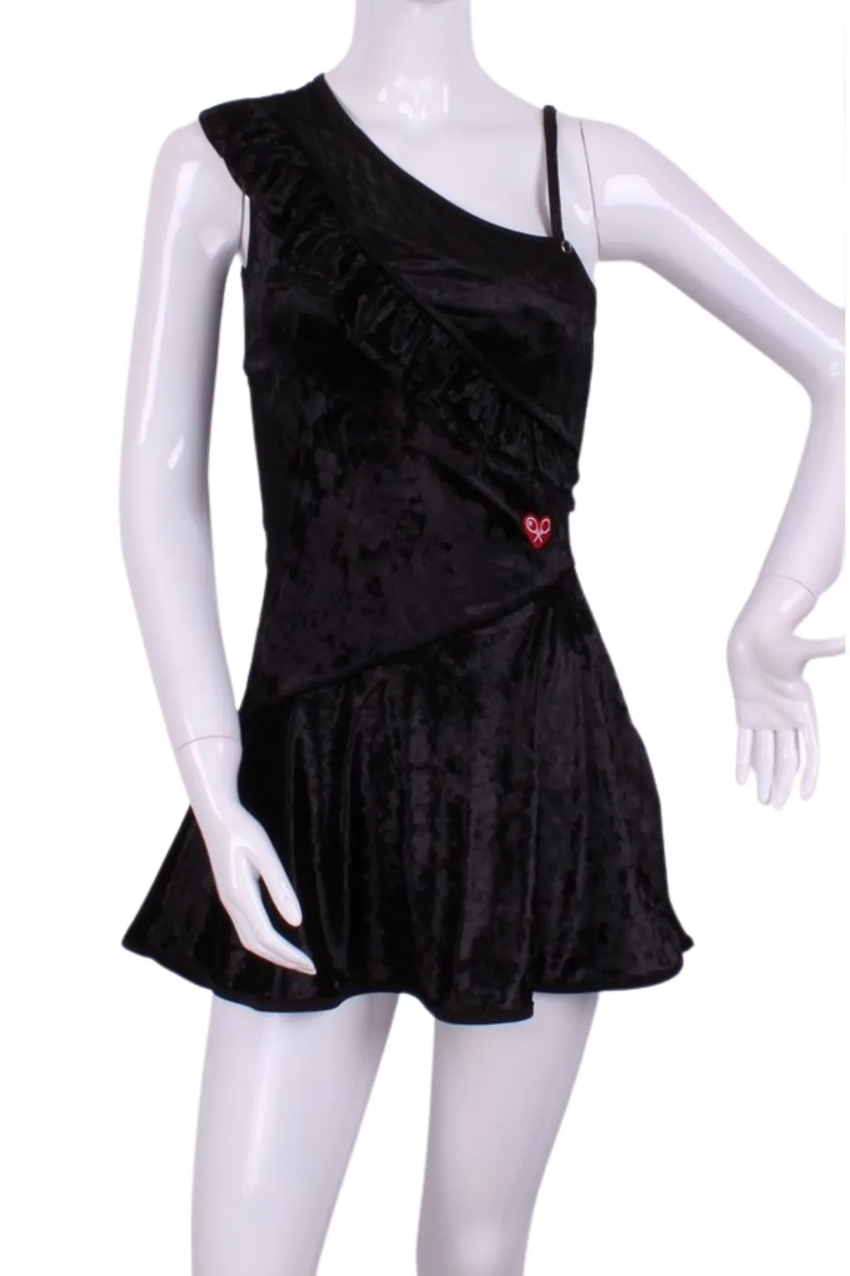 The Charmaine Court To Cocktails Tennis Dress in Black Velvet