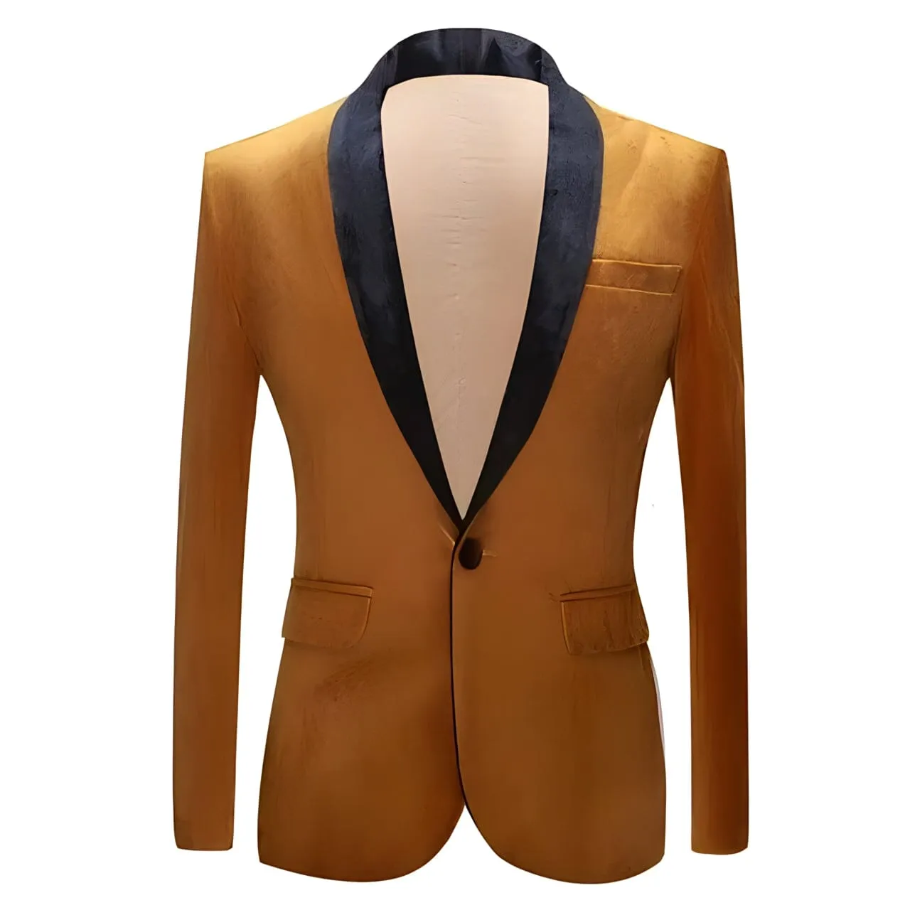 The Xavier Velvet Slim Fit Blazer Suit Jacket - Amber