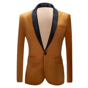 The Xavier Velvet Slim Fit Blazer Suit Jacket - Amber