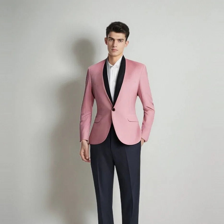 The Xavier Velvet Slim Fit Blazer Suit Jacket - Salmon