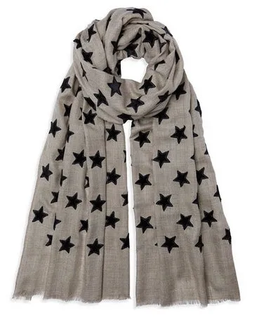 Velvet Star Pashmina - Natural/Black