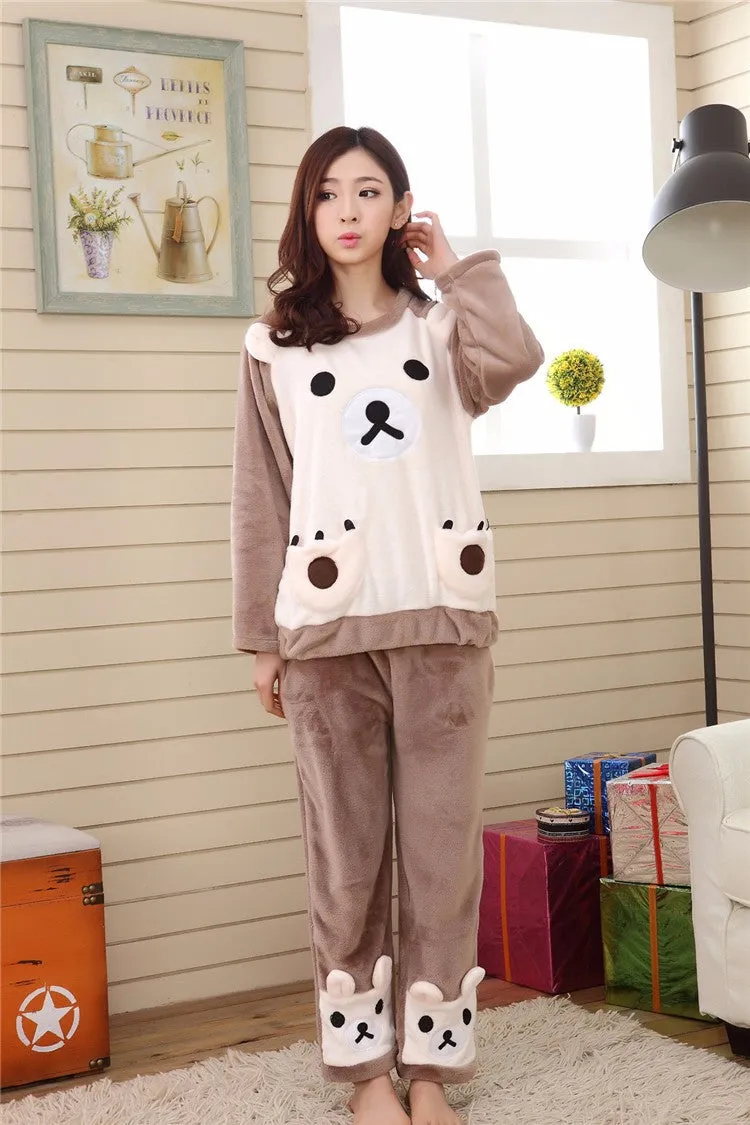 VenusFox Thick Warm Coral Velvet Pajamas Sets