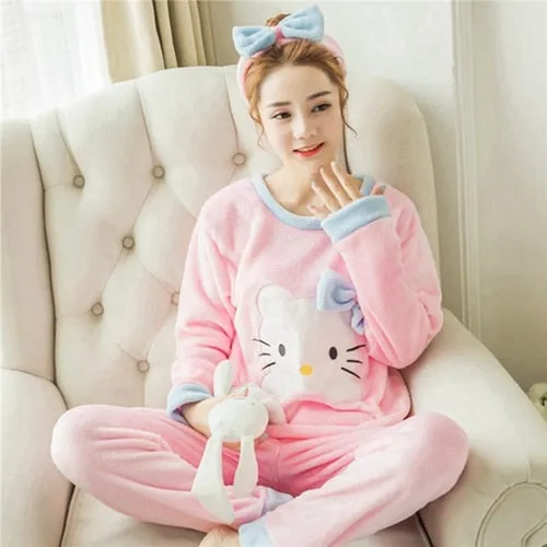 VenusFox Thick Warm Coral Velvet Pajamas Sets