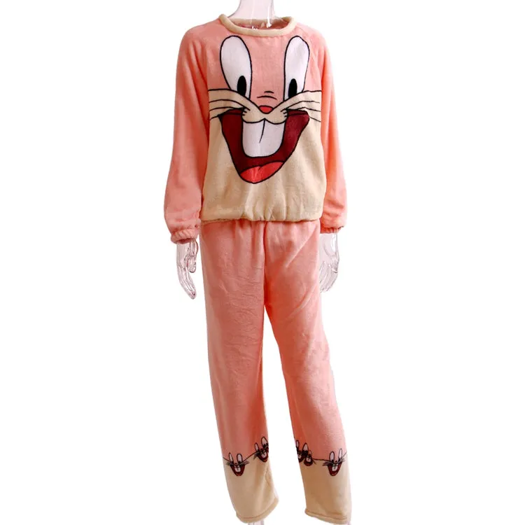 VenusFox Thick Warm Coral Velvet Pajamas Sets