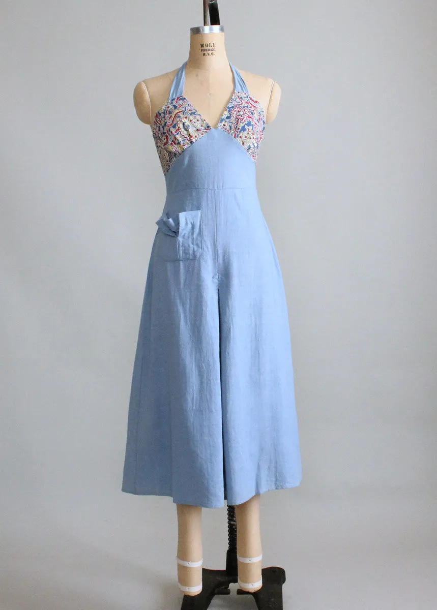 Vintage 1930s Wide Leg Halter Beach Pajamas