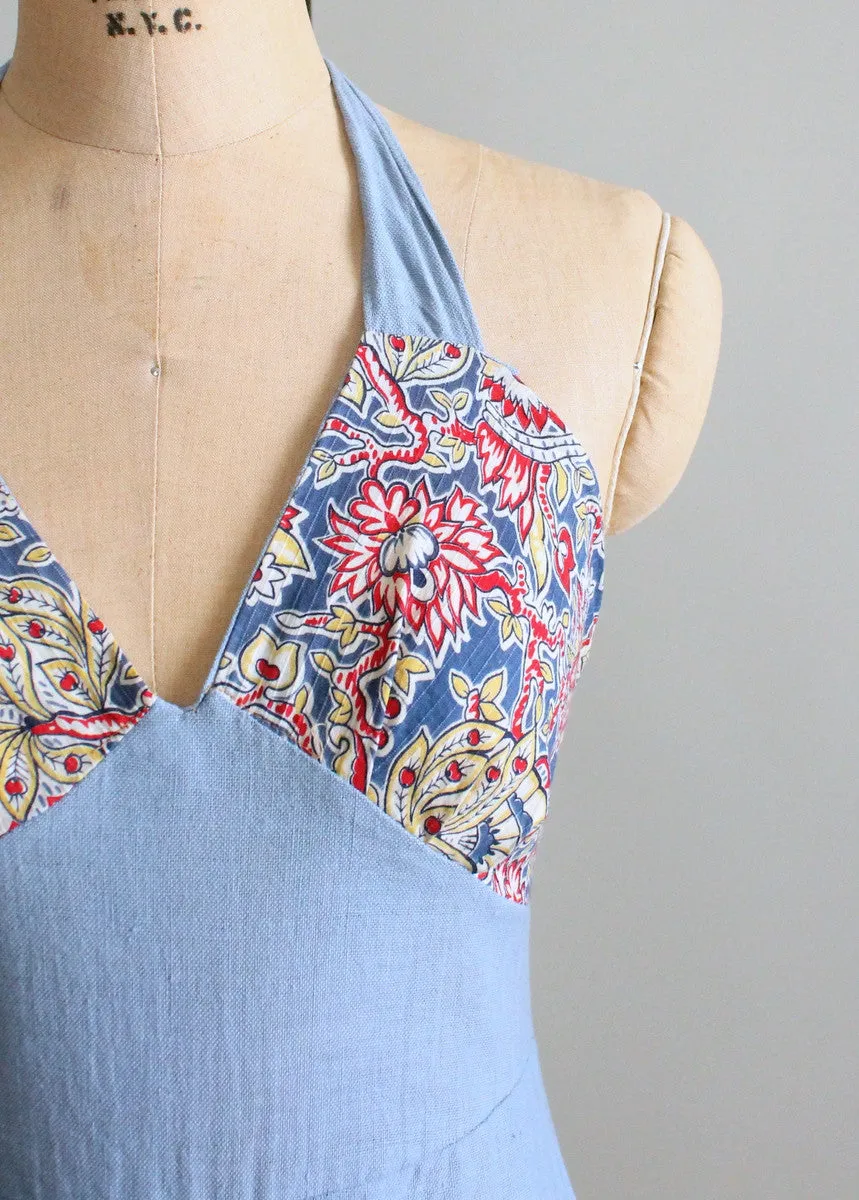 Vintage 1930s Wide Leg Halter Beach Pajamas