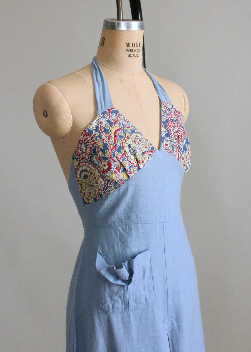 Vintage 1930s Wide Leg Halter Beach Pajamas