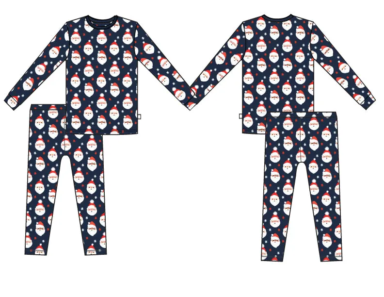 Vintage Santa Two Piece Jammies-Navy