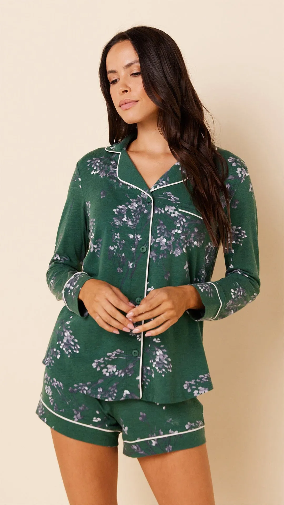 Willow Pima Knit Long-Sleeved Short Set