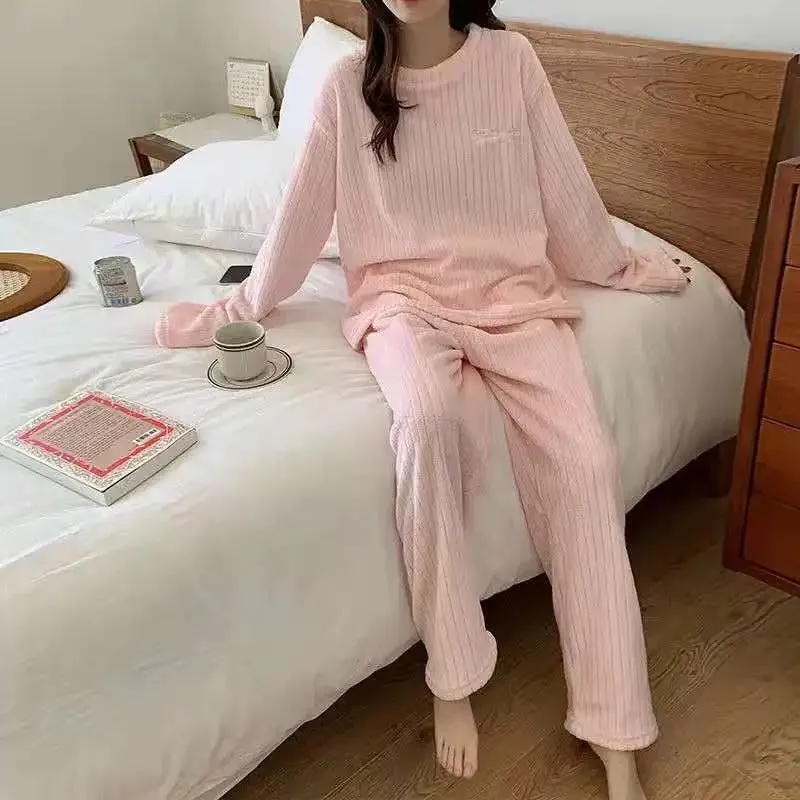 Winter Women's New Pajamas Homewear Suit Women's Fall and Winter Warm Clothes Coral Velvet Leisure Pajamas Padded Homewear